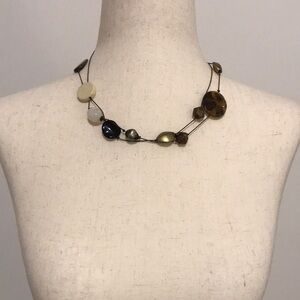 Long Multicolor Bead Station Handmade Vintage Necklace